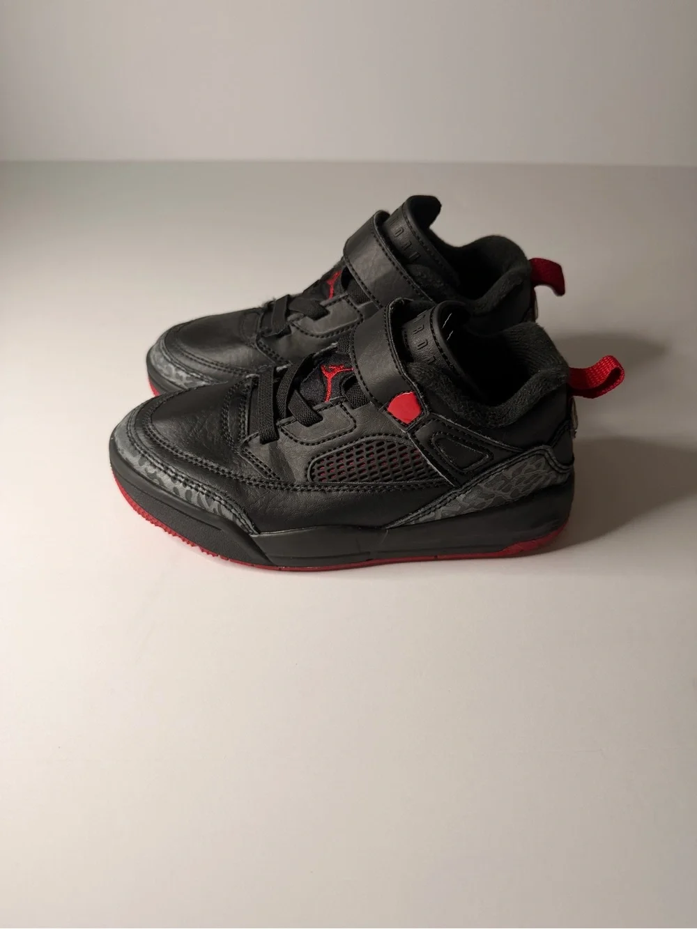 Kids Black and Red Basketball Sneakers with Strap